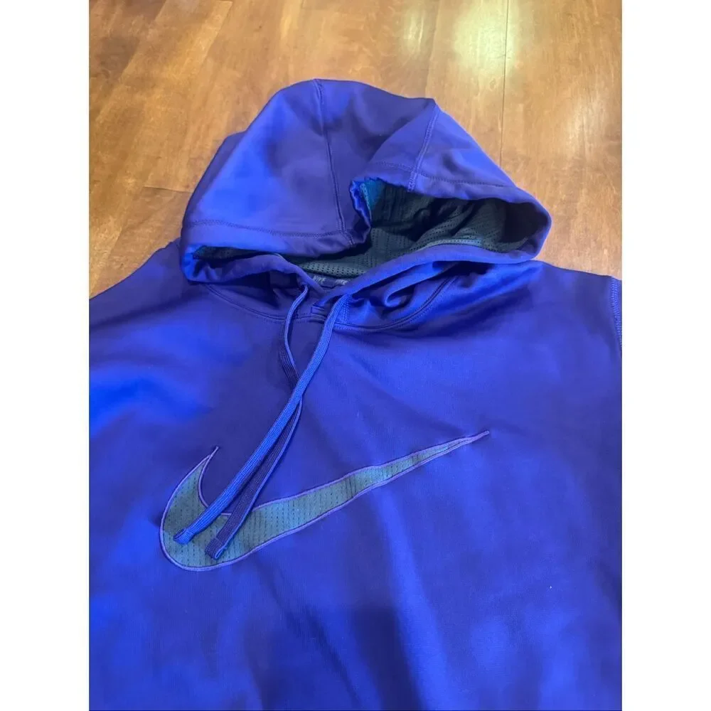 Nike Therma Fit Hoodie Mens Large Purple Pullover Swoosh Athletic Training Sweat